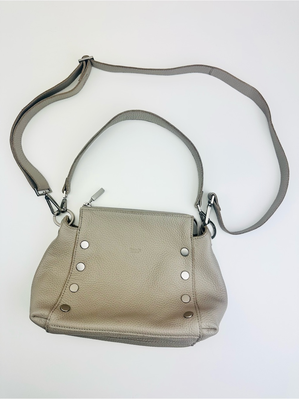 Hammitt Bryant Medium Pewter Pebble Leather Shoulder Bag Brushed Silver Hardware - Picture 2 of 12
